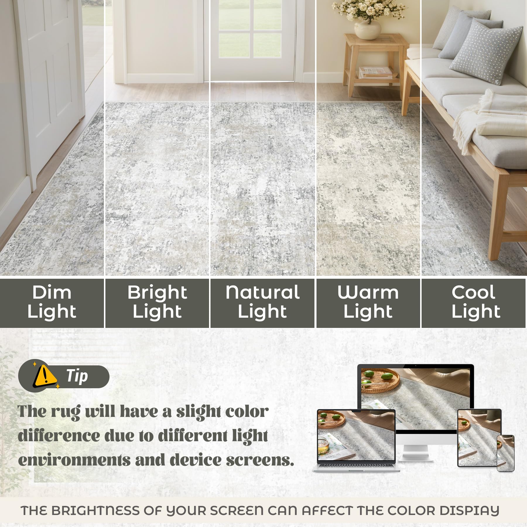 XLUEZ 10x14 Area Rugs for Living Room, Washable Modern Abstract Large Area Rug Neutral Soft Non Slip Kids Rug Stain Resistant Indoor Carpet for Bedroom Dining Room Playroom Office(BeigeGrey, 10'x14')