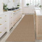 KOZYFLY Extra Long Runners for Hallways 3x14 ft Washable Kitchen Runner Non Slip Rubber Backed Hallway Rug Cotton Entryway Runner Rug Floor Carpet for Indoor Hall, Kitchen, Stair, Tan/Orange/Brown