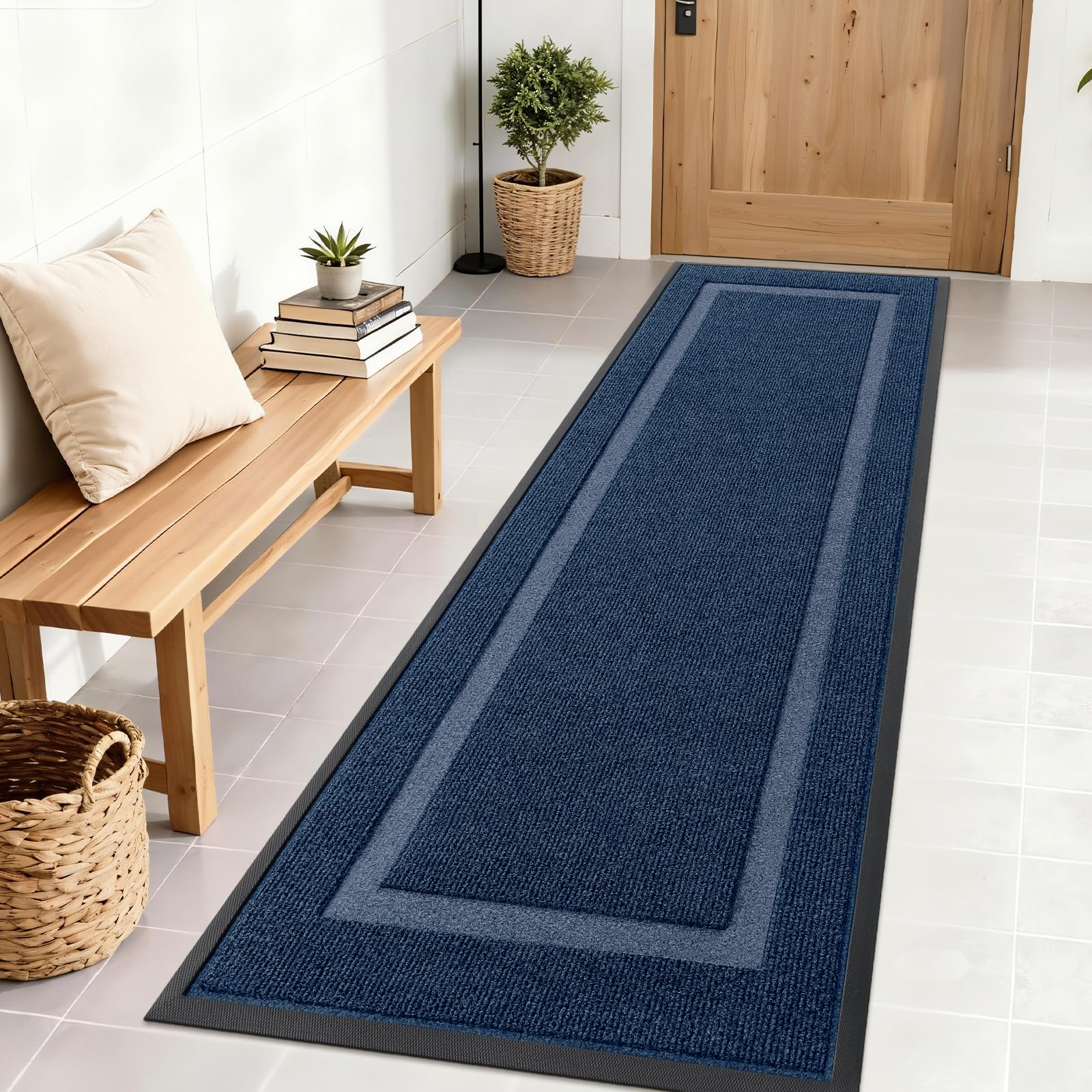 OLANLY Front Door Mat Outside 71x23, All-Season Heavy-Duty Rubber Doormat