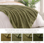 Exclusivo Mezcla Fleece Queen Blanket for Bed, Extra Large Fuzzy Olive Green Bed Blankets, Soft Cozy Plush Sofa Throws for All Seasons, 90x90 Inches