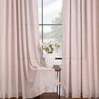 Blush Pink Curtains for Living Room Back Tab Modern Farmhouse Semi Sheer Curtains 84 inches Long 2 Panels Set Muted Neutral Window Curtain for Dining Room Bedroom 52x84