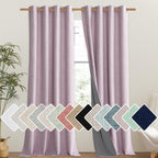 NICETOWN Pink Vintage Linen 100% Blackout Curtains for Living Room, Thermal Insulated Curtains 95" Long, Noise Reducing Window Treatment Drapes for Bedroom, 52" Wide Per Panel, Set of 2
