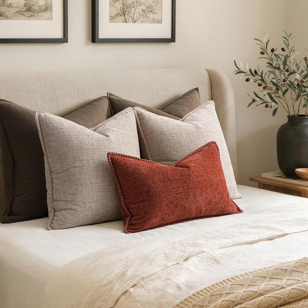MIULEE Decorative Couch Throw Pillow Covers 18x18 Inch Taupe 2 Pack