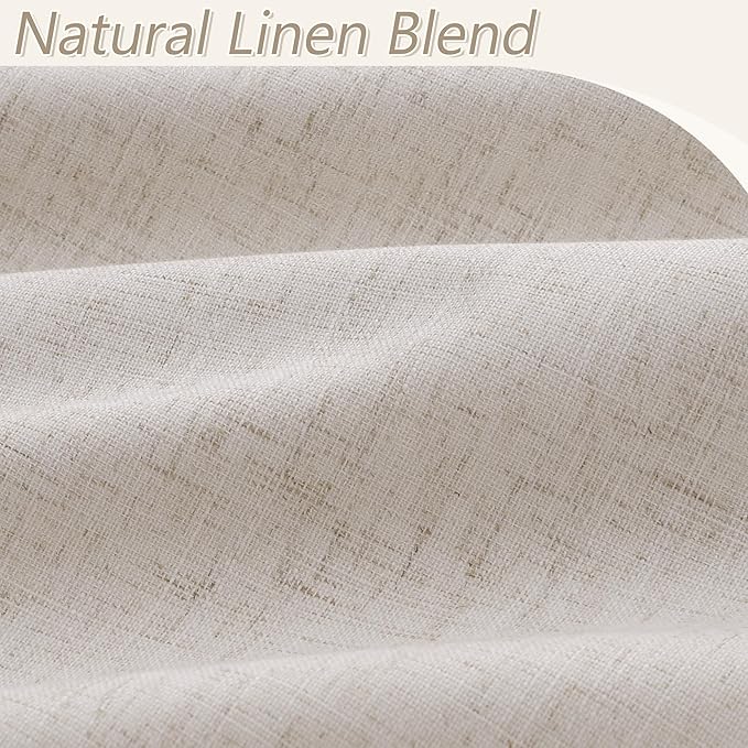 Guken 100% Blackout Curtains 108 Inch Length 2 Panels Set for Living Room Bedroom Back Tab Thermal Insulated Black Out Linen Drapes Room Darkening Window Curtains 108 Inches Long, Sand Beige