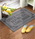 Doormat Home Decor Funny Doormat Check Ya Vibe Before You Come Inside This House Monogram Doormats Indoor Outdoor Rubber Welcome Mat Non-Slip Backing Entry Way Mats 28" x 18" Light Gray