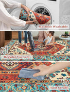 SERISSA 3x8 Washable Non Slip Boho Runner Rug for Hallway，Orange