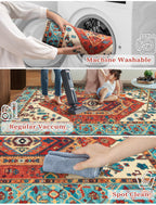 SERISSA 3x8 Washable Non Slip Boho Runner Rug for Hallway，Orange