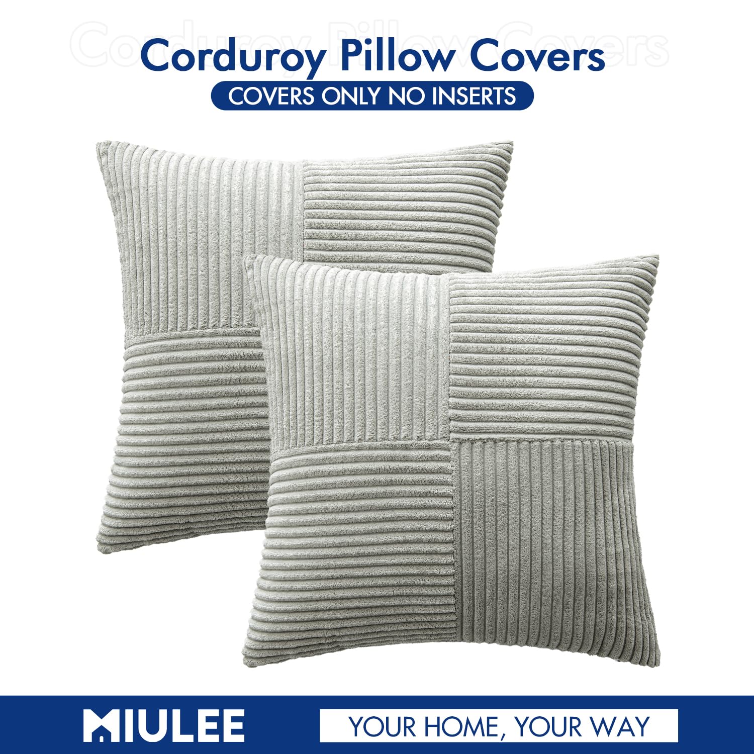 MIULEE Silver Grey Decorative Throw Pillow Covers for Couch 20x20 Inch
