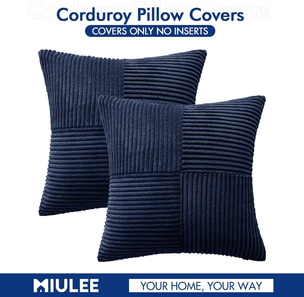 MIULEE Navy Blue Decorative Throw Pillow Covers for Couch 18x18 Inch