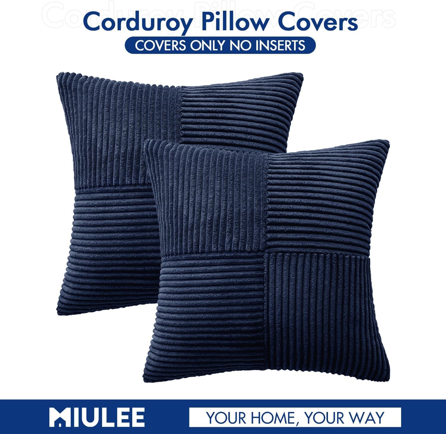 MIULEE Navy Blue Decorative Throw Pillow Covers for Couch 18x18 Inch