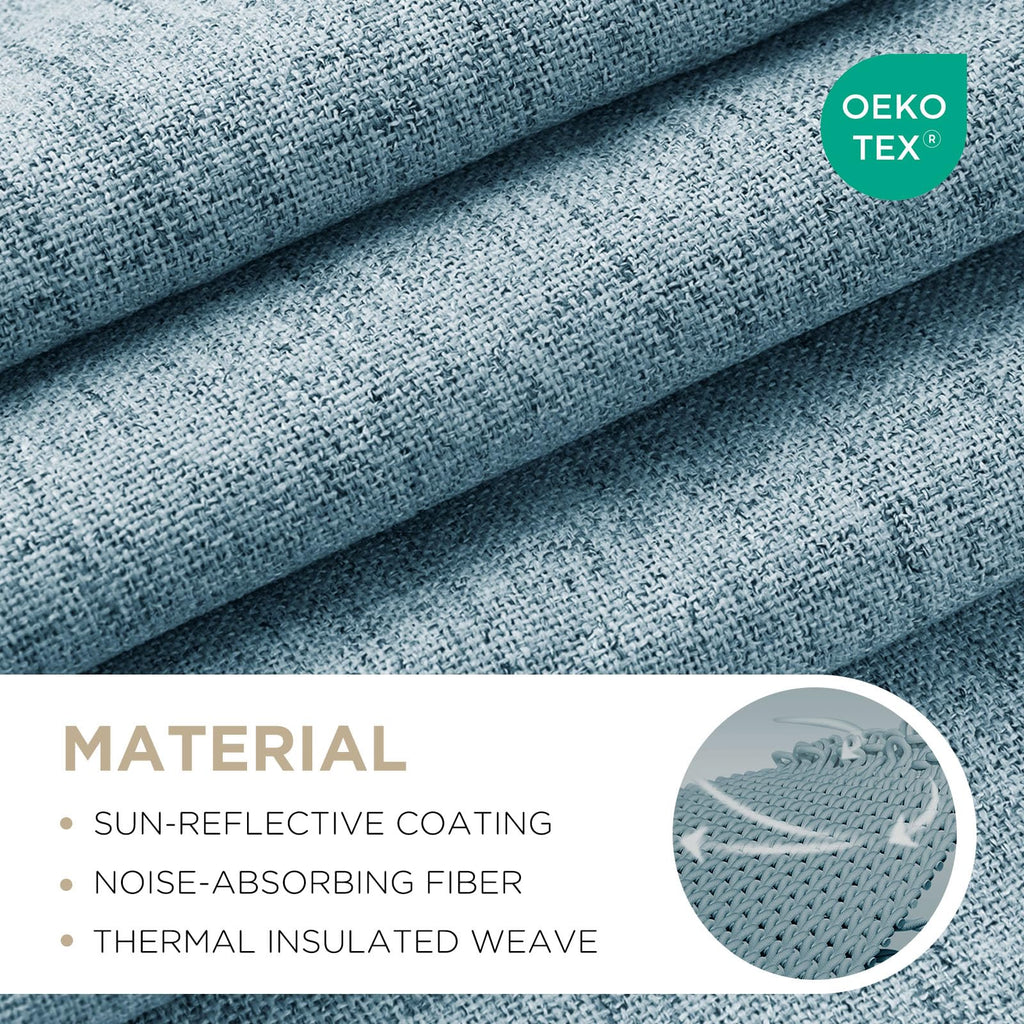 Joydeco Blackout Curtains for Bedroom - 90 Inch Long 100% Light Blocking 2 Panels Sky Blue Drapes, Thermal Insulated Room Darkening Curtains, Linen Textured for Living Room, Rod Pocket & Back Tabs