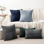 MIULEE Dustyblue Decorative Throw Pillow Covers 18x18 Inch for Couch Bed Sofa Pack of 2 Coastal Boho Farmhouse Throw Pillows Soft Cross Corduroy Patchwork Textured Cushion Cases