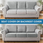 Couch Cover Stretch Velvet Sofa Cushion Cover 2-Piece - Elastic Washable Slipcover for Seat or Backrest, Couch Seat Covers for Sofas (Light Grey)