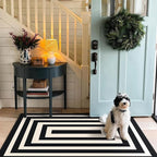3x5 Modern Entry Rug - Small Washable Indoor Outdoor Mats for Front Door Non-Slip Porch Rug Black White Geometric Striped Throw Rugs for Living Room Bedroom Entryway Kitchen Office Porch Decor