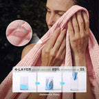 Bedsure 100% Cotton Muslin Blankets for Adults Large Throw 50x70 Inches - 4-Layer Breathable and Lightweight, Soft Boho Gauze Muslin Cotton Blanket for Couch Decor Travel Summer, Pink