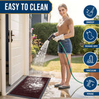Smiry Front Door Mat Outside Entrance, Low Profile Rubber Doormat, 35x23