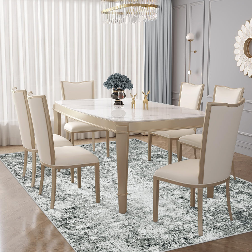 XLUEZ 5x7 Area Rugs for Living Room, Washable Modern Abstract Large Area Rug Neutral Soft Non Slip Kids Rug Stain Resistant Indoor Carpet for Bedroom Nursery Dining Room Playroom(Grey, 5'x7')