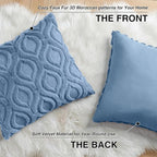 decorUhome Throw Pillow Covers 24x24 Inch Set of 2, Soft Plush Faux Wool Blue Solid Couch Pillow Covers, Accent Euro Sham Farmhouse Neutral Square Pillow Cases for Sofa Bed Living Room