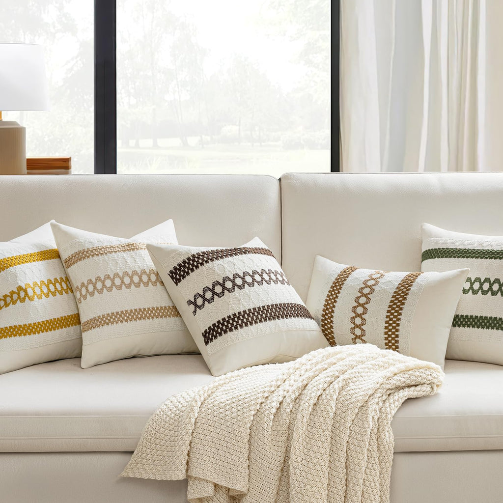 MIULEE Set of 2 Coco Brown Boho Decorative Pillow Covers 18x18 Inch