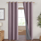 NICETOWN Chaise Mauve Vintage Linen 100% Blackout Curtains for Living Room, Thermal Insulated Curtains 84" Long, Noise Reducing Window Treatment Drapes for Hall Room, 42" Wide Per Panel, Set of 2