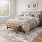 UERMEI Square Area Rugs: Washable 8x8 Neutral Modern Abstract Carpet for Living Room Bedroom - Soft Floor Mat with Non Slip Backing for Kitchen Nursery Dorms Farmhouse Home Decor - Brown Grey