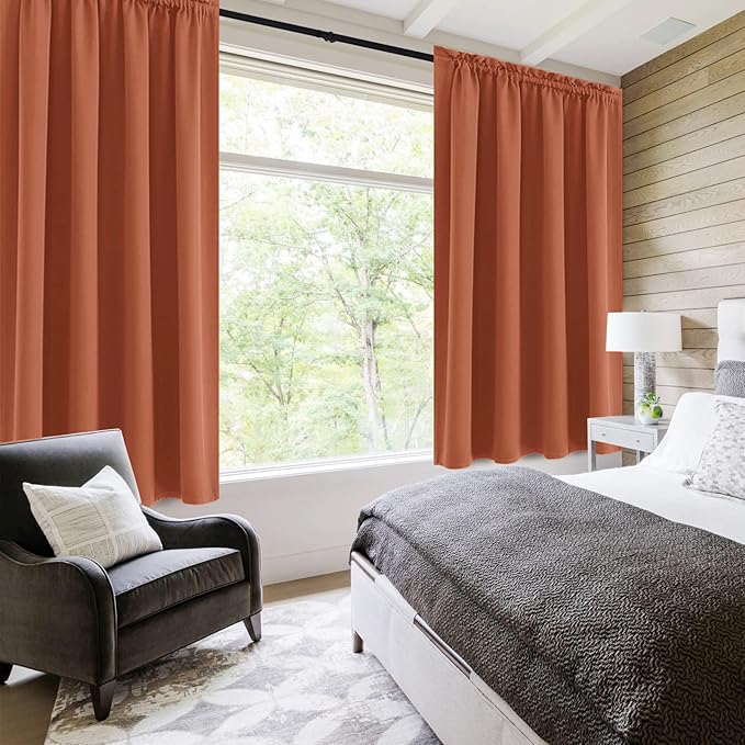 DWCN Blackout Curtains for Bedroom Living Room 52 x 54 Inch Long 2 Panels