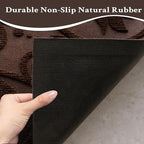 ViveNest Boho Coffee Brown Floral Leaves Outdoor Indoor Entrance Doormats, Absorbent Durable Heavy Duty Welcome Front Door Mat,Thick Natural Rubber Back,Easy Clean Entryway Mat 17x30 Inch, Low Profile