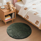 OLANLY Olive Green Round Rugs for Bedroom - Machine Washable, 2 ft Circle Area Rugs for Living Room, Soft and Fluffy Shaggy Carpet for Teen Girl and Boys, Nursery Rooms, Dorms, Home Decor Aesthetic