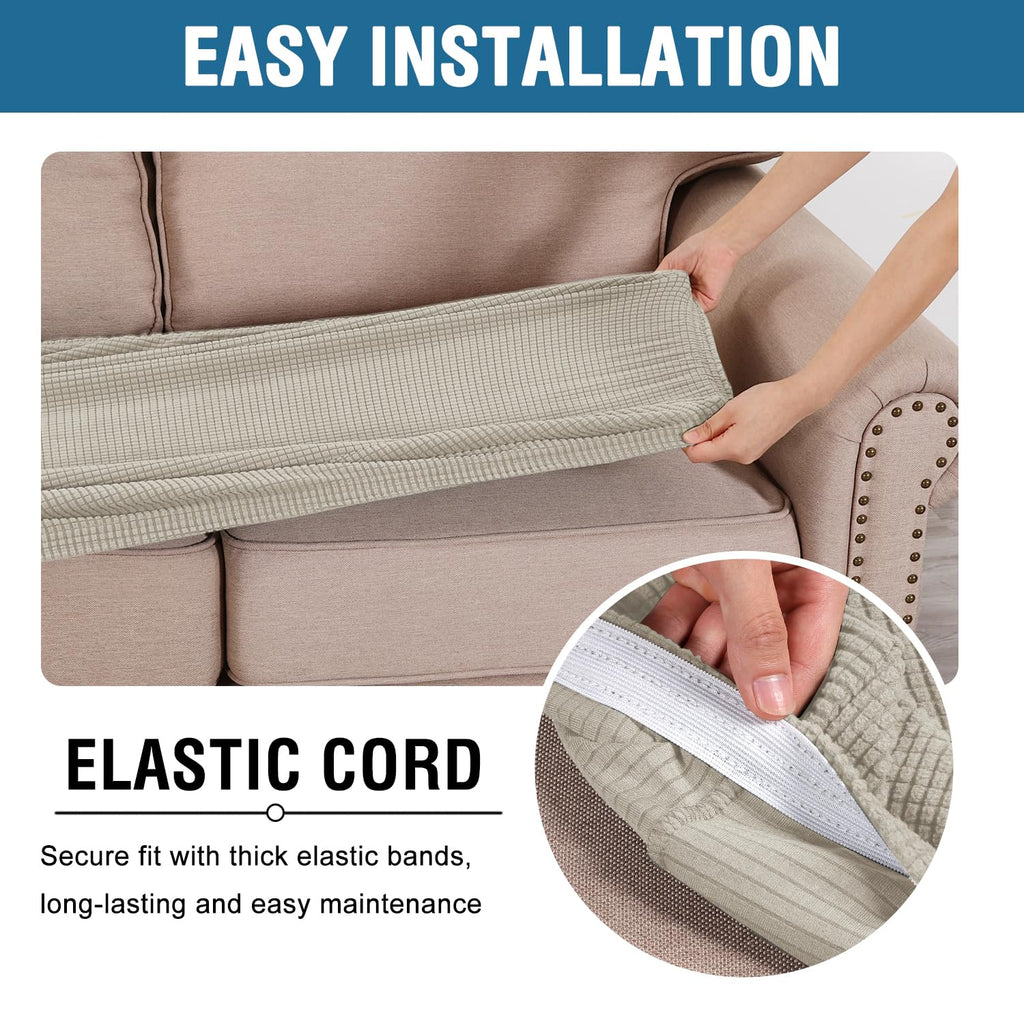 H.VERSAILTEX Super Stretch Individual Seat Cushion Covers Sofa Covers Couch Cushion Covers Slipcover Sets Thick Jacquard Textured Twill Fabric (1 Piece Sofa Cushion Cover, Island Fossi)