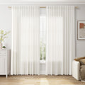 Nanspring Extra Wide Linen Curtains for Living Room Bedroom 84 Inches Long Light Filtering Sheer Curtain for Sliding Door Beige White Farmhouse Decor Drapes Back Tab and Rod Pocket 100x84, 2 Panels