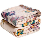 MSGKV Boho Throw Blanket 50"x60" Cotton Throw for Couch Sofa, Floral Quilt
