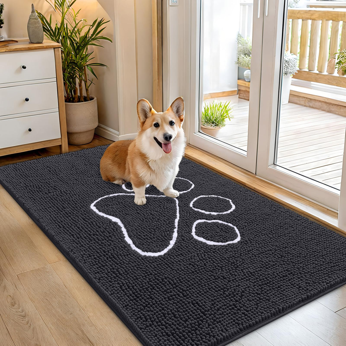 OLANLY Dog Door Mat for Muddy Paws 54x32, Super Absorbent Chenille Mud Mat