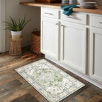 Yamaziot Washable Area Rug, 2x3 Small Entryway Rug Non-Slip Boho Vintage Rug with Rubber Backing, Low Pile Faux Wool Soft Distressed Floor Carpet for Indoor Door Mat, Kitchen, Laundry Bathroom