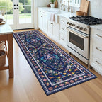 HEBE Washable Hallway Runner Rug 2'x 8' Non Slip Kitchen Rugs Runner,Low Pile Entryway Rug Laundry Room Mat Floral Carpet Runners for Hallways, Kitchen,Bathroom,Laundry,Bedside Rug
