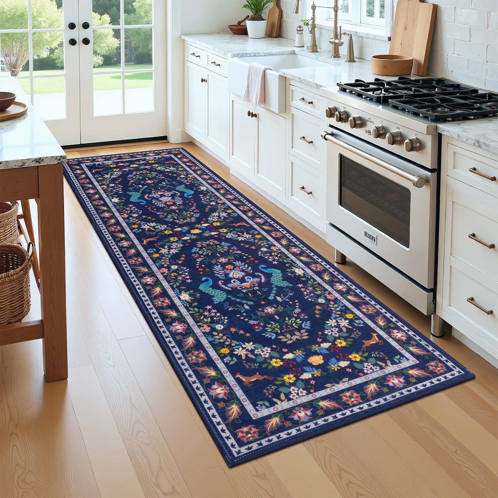 HEBE Hallway Runner Rug 2'x8', Washable Non Slip Kitchen Rug Runner
