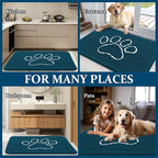 OLANLY Dog Door Mat for Muddy Paws 35x24, Paw Print Design, Absorbs Moisture and Dirt, Absorbent Non-Slip Washable Doormat, Quick Dry Chenille Mud Mat, Entry Indoor Entryway Carpet, Atlantic Blue