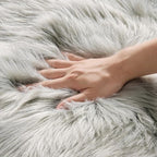 MIULEE Luxury Soft Fluffy Area Rug 3x5 Feet, Faux Fur Sheepskin Rug Decorative Plush Shaggy Carpet for Bedside Sofa Floor Nursery, Light Grey