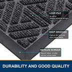 Smiry Front Door Mat Outside Entrance, Low Profile Rubber Doormat, 71x47