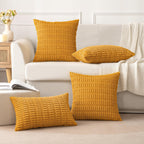 MIULEE Corduroy Decorative Throw Pillow Covers 16x16 Gold Yellow Pack of 2