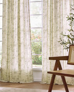Lazzzy Floral Linen Curtains Farmhouse Extra Long Curtain for Living Room Bedroom Light Filtering Vintage Rod Pocket Back Tab Drapes for Home, 2 Panels, Green on Beige, W38 X L108