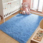 LOCHAS Ultra Soft Indoor Modern Area Rugs Fluffy Living Room Carpets for Children Bedroom Home Decor Nursery Rug 5.3x7.5 Feet, Cobalt Blue
