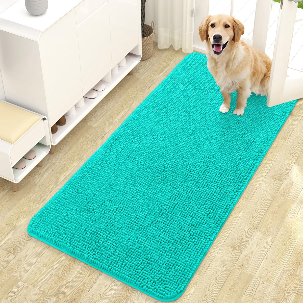OLANLY Dog Door Mat for Muddy Paws 47x24, Super Absorbent Chenille Mud Mat