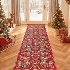 Yamaziot Christmas Runner Rug 2x8 – Red Floral Washable Non-Slip Carpet Runner Christmas Holiday Decor, Soft Low Pile Christmas Rug for Hallway, Kitchen, Entryway