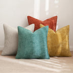 MIULEE Decorative Chenille Fall Pillow Covers Orange Teal 18x18 Pack of 4