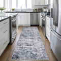 FXRHLP 2.6x8 Washable Runner Rug：Modern Abstract Kitchen Soft Carpet Grey