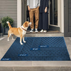 Mibao Front Door Mat Outdoor Entrance, 29.5" x 17" Heavy Duty Welcome Mat, Waterproof Dirt Trapper Doormat, Super Absorbent Indoor Entryway Mat for Patio & Porch - Blue