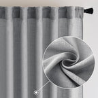 MIULEE Grey Linen Curtains 84 Inch Length for Bedroom Living Room, Soft Thick Linen Textured Window Drapes Gray Semi Sheer Light Filtering Rod Pocket Back Tab Burlap Look, 2 Panels, 37x84 Inches
