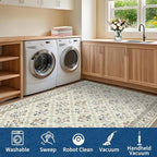 GarveeHome Washable Kitchen Runner 2x6 Non-Slip Floral Carpet Runner for Entryway Indoor Ultra Soft Stain Resistant Long Rugs Farmhouse Floor Mat for Hallways Laundry Bedroom Beige