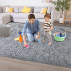 Chicrug Soft Area Rugs for Bedroom Living Room Plush Fluffy Rug 4x6 Feet, Shag Furry Area Rug Carpet Non Shedding for Nursery Children Kids Girls Room Home Decorative, Grey