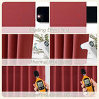 Guken Red 100% Blackout Linen Curtains 90 Inch Length 2 Panels Set for Living Room Bedroom Back Tab Thermal Insulated Black Out Drapes Room Darkening Farmhouse Window Curtains 90 Inches Long